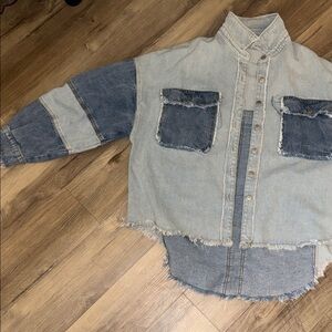 Women's Two-Tone Denim Shirt/Jean Jacket
